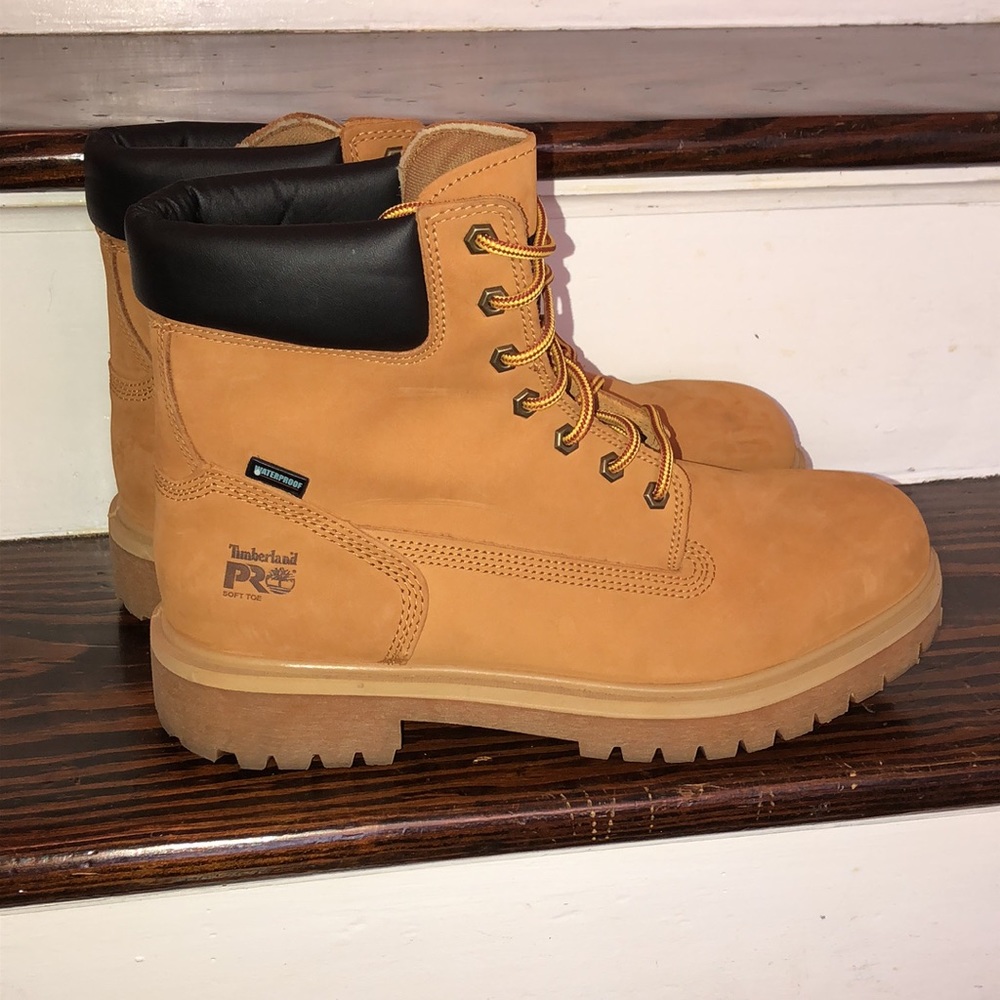 TIMBERLAND PRO Wheat Genuine Leather Premium Waterproof Hiking Boots 6” Sz 12